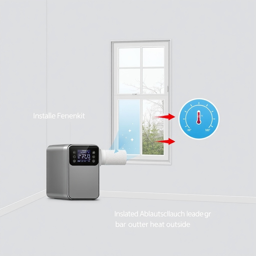 A photorealistic illustration showing a cross-section view of a room with a De'Longhi Ping